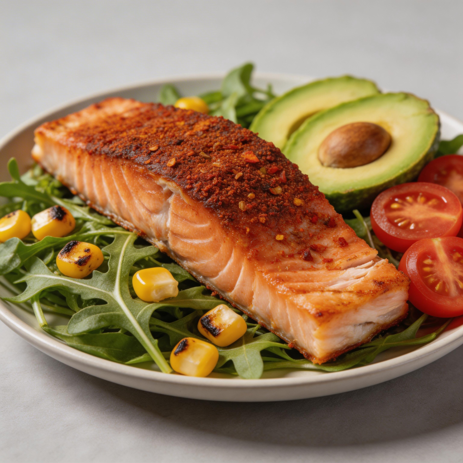 Chili-Rubbed Salmon with Corn Salad