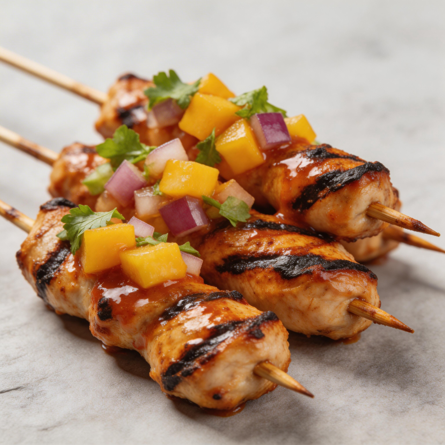 Mango Sriracha Chicken Skewers