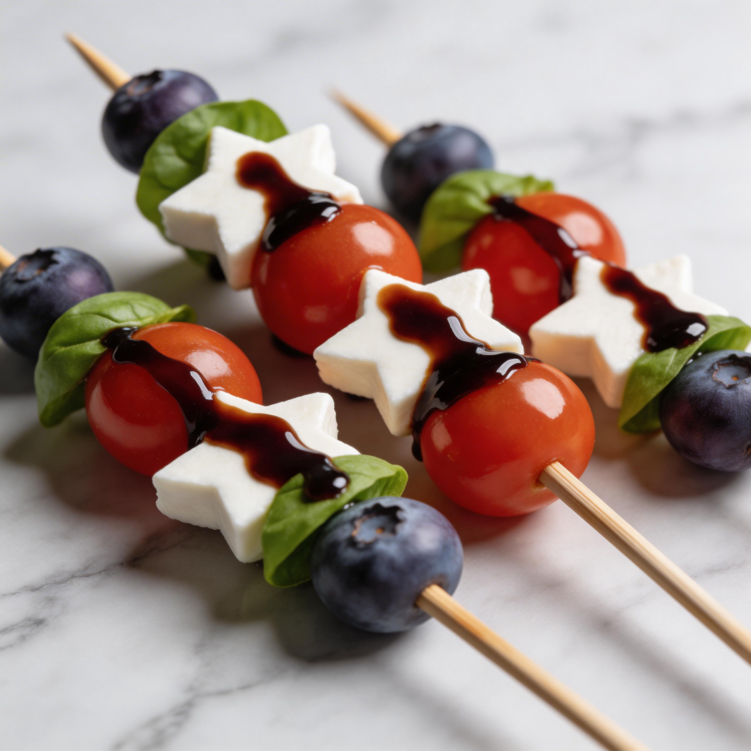Blueberry Balsamic Caprese Skewers