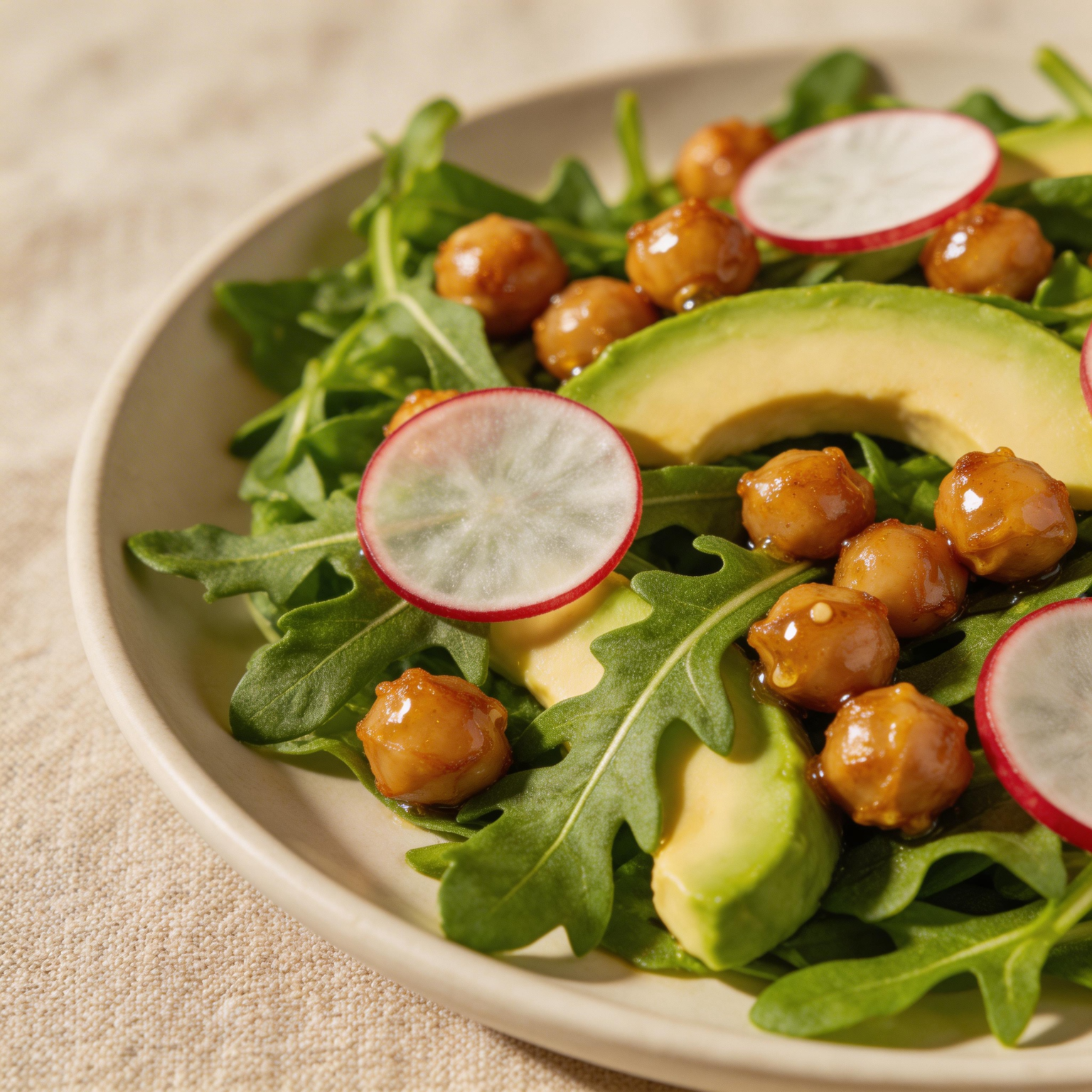 Honey Roasted Chickpea Arugula Salad