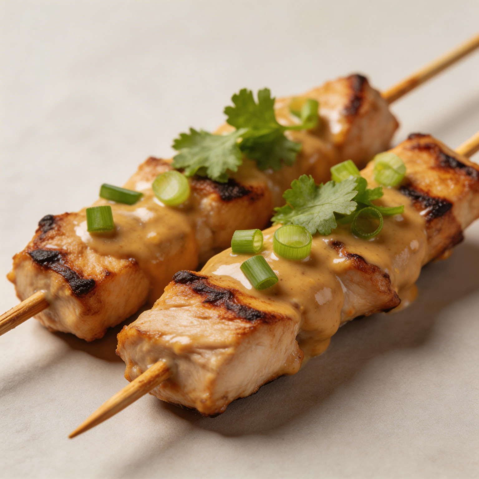 Ginger Peanut Chicken Skewers