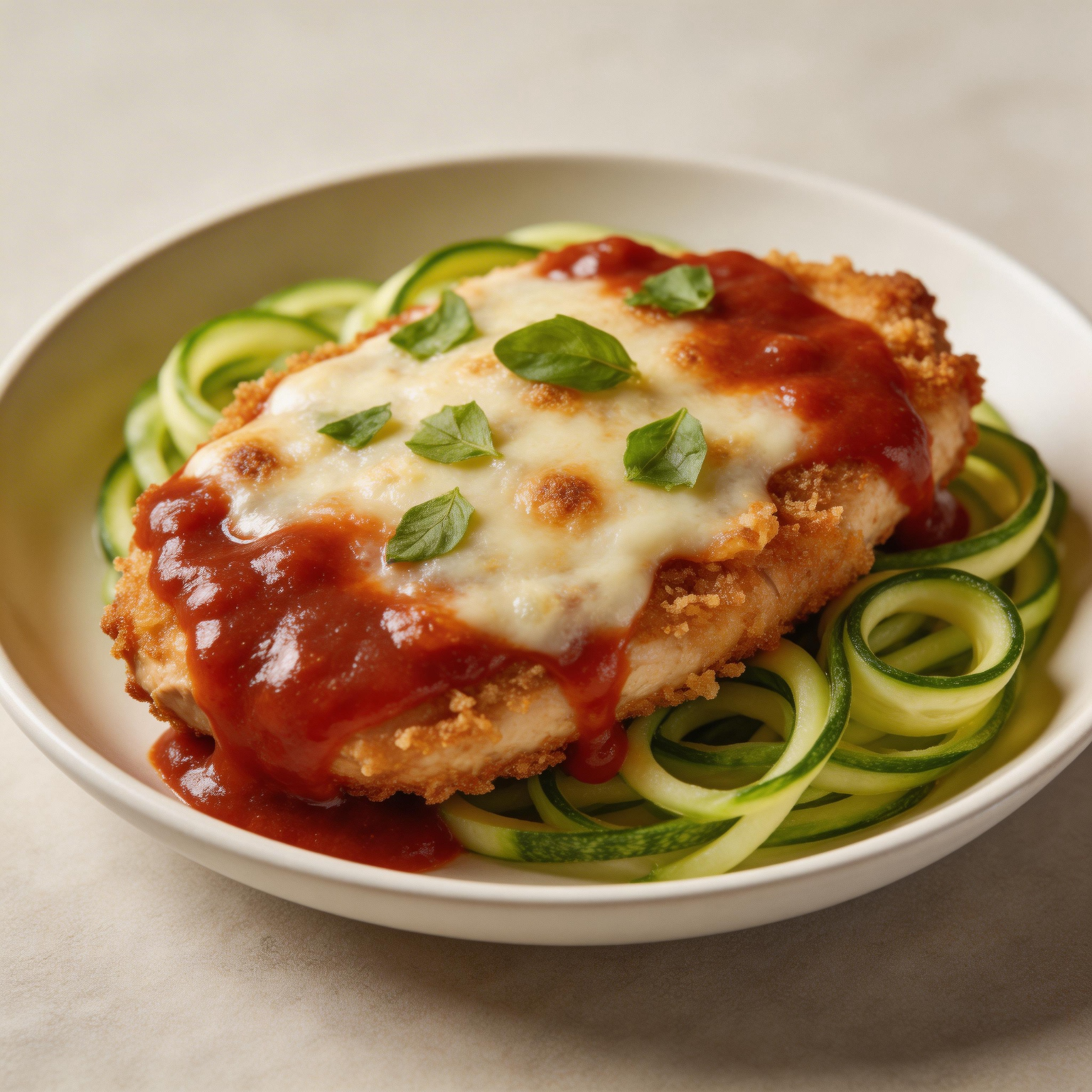 Chicken Parmesan with Zucchini Noodles