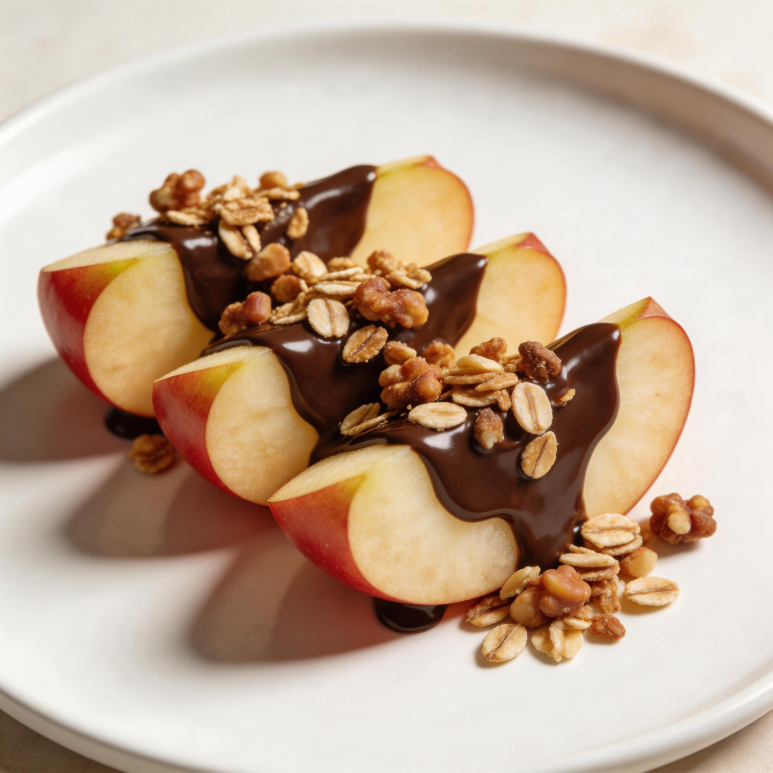 Chocolate Granola Apple Wedges
