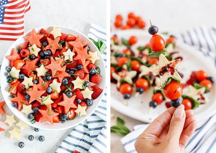Health-conscious 4th of July recipes including fruit salads and appetizers